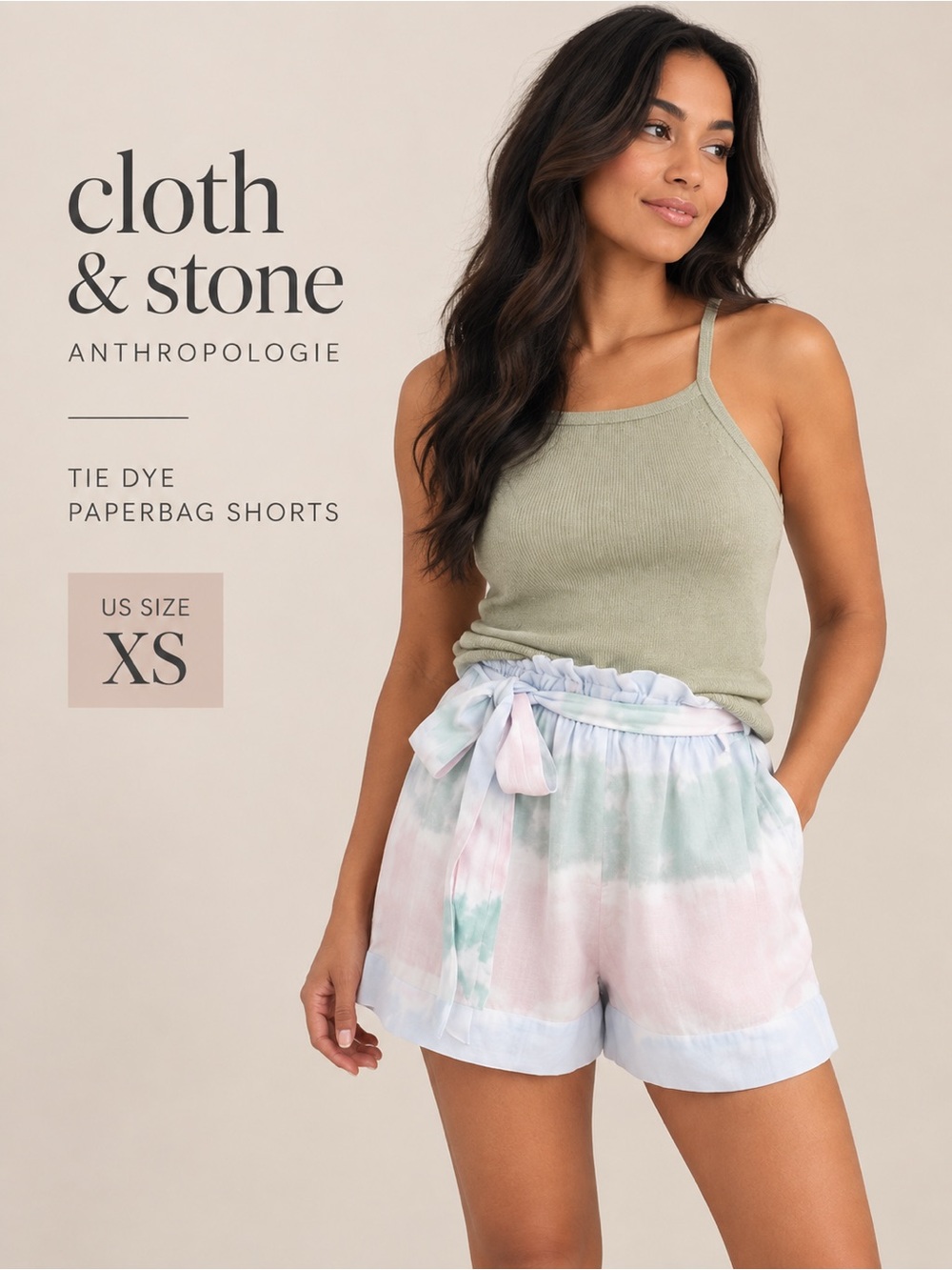 Cloth & Stone Anthropologie Tie Dye Paperbag Shorts XS